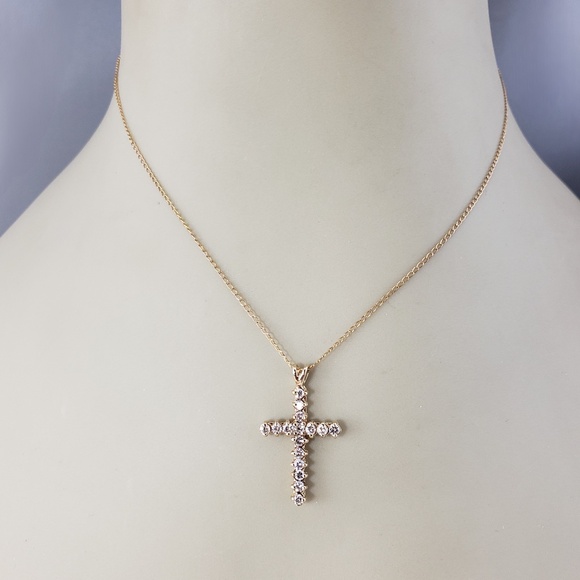 14K Yellow Gold and Diamond Cross Pendant #20405 - Picture 6 of 7